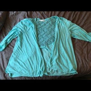 Maurices Teal Lace back Cardigan